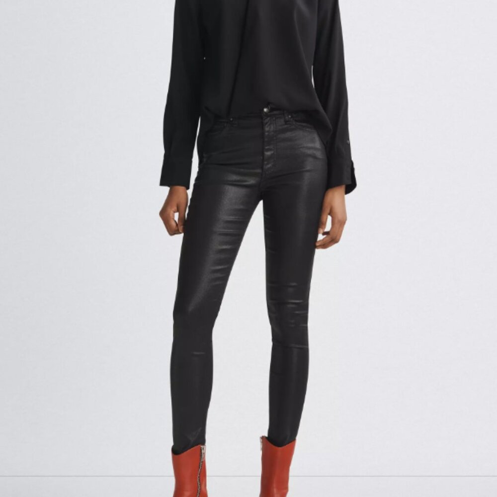 NEW Rag & Bone New York | Nina Skinny High-Rise Jean in Coated Black | Size 24